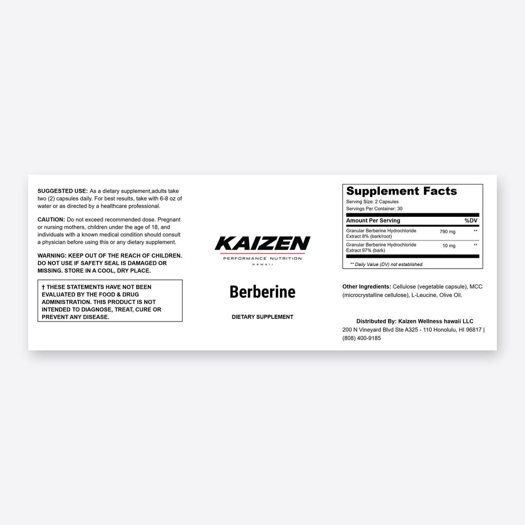 Kaizen Performance Nutrition Berberine – Supports Healthy Blood Sugar & Metabolic Function, 60 Capsules