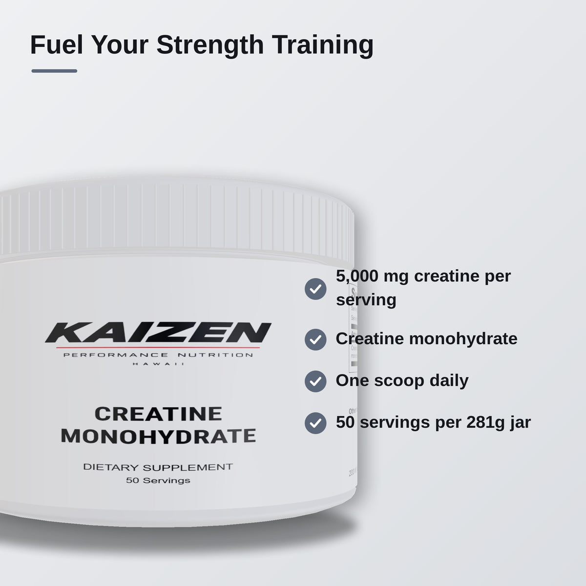 Kaizen Performance Nutrition Creatine – Supports Workout Performance, 281g Powder, 50 Servings