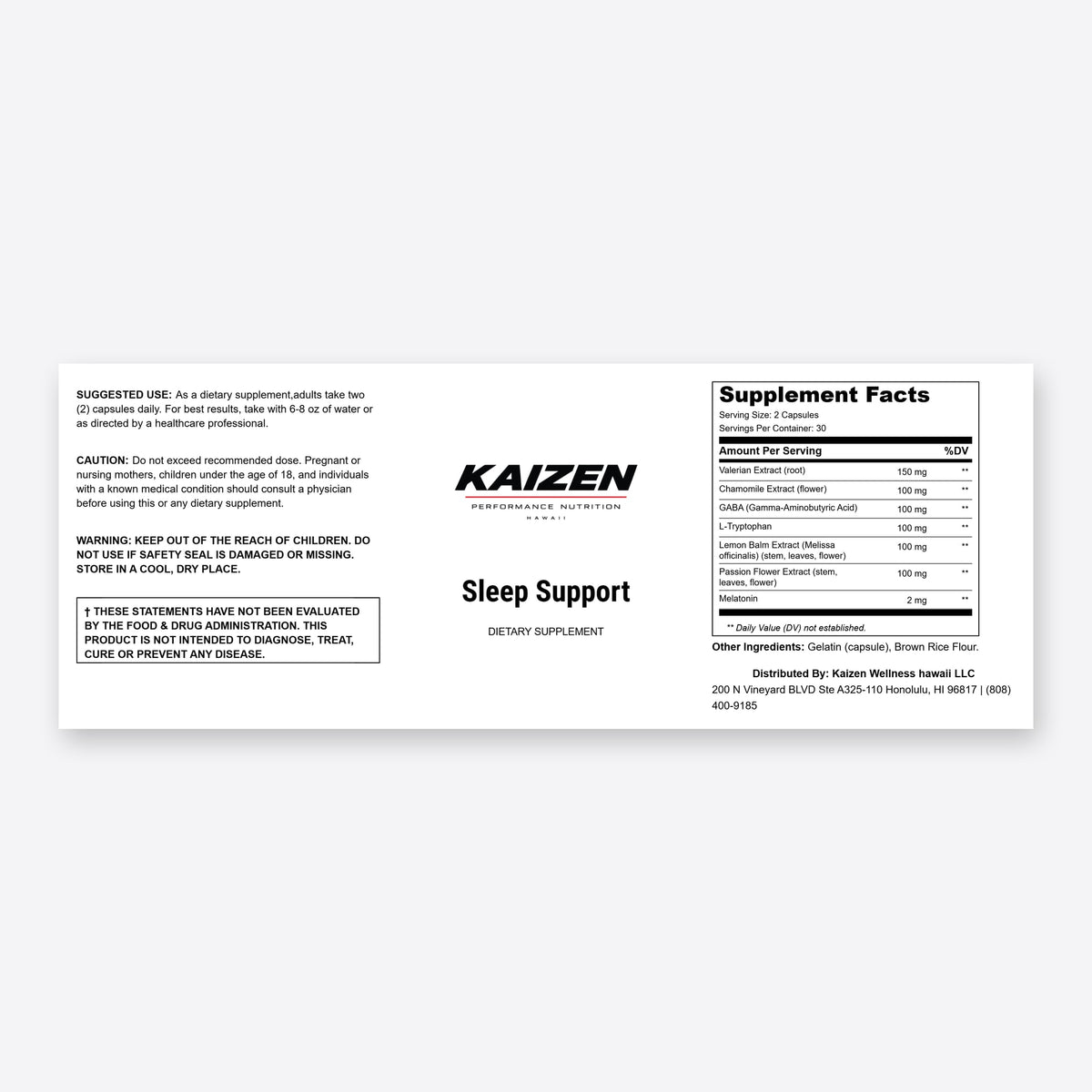Kaizen Performance Nutrition SLEEP – Supports Relaxation & Healthy Sleep, 60 Capsules
