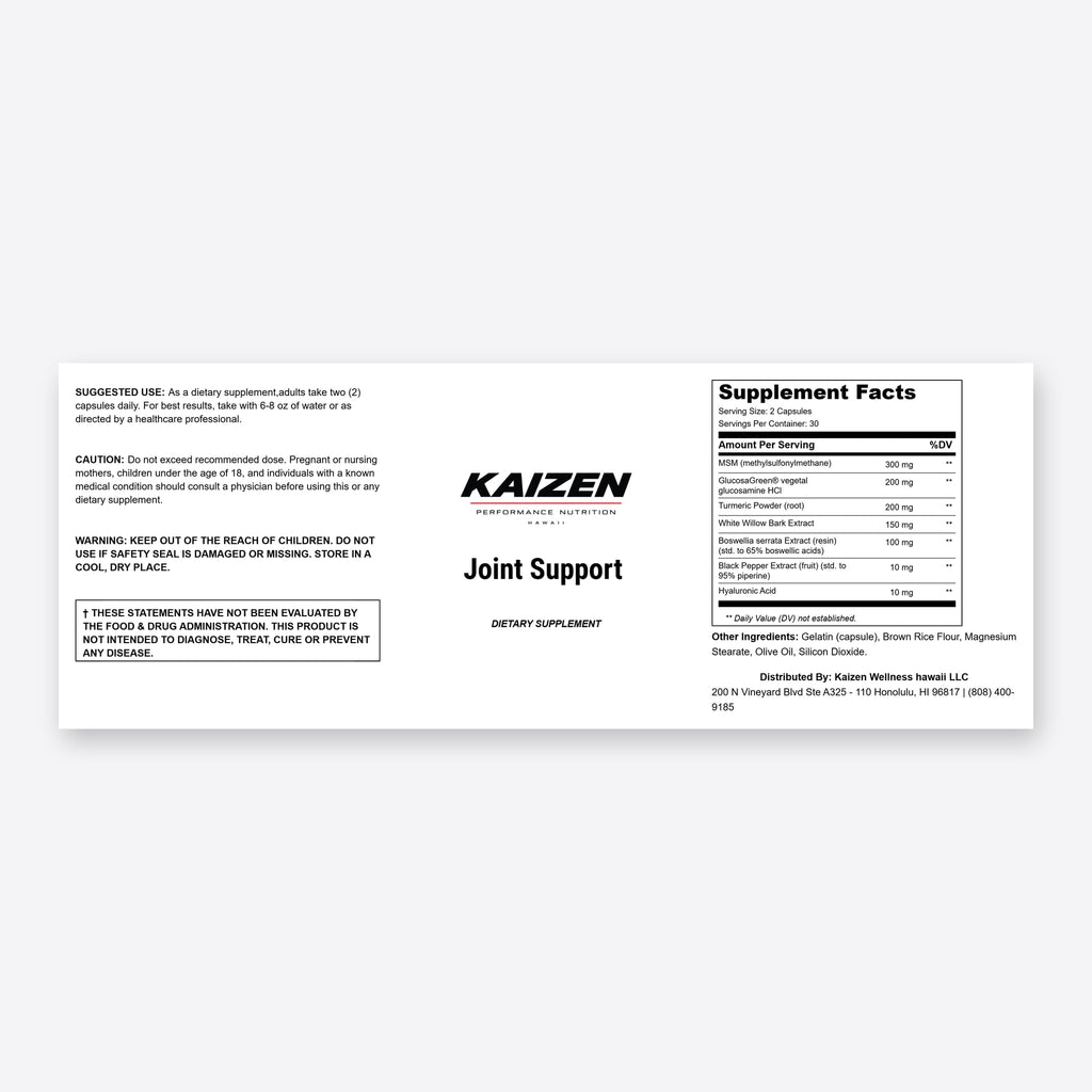Kaizen Performance Nutrition JOINT SUPPORT – Supports Joint Comfort & Mobility, 60 Capsules