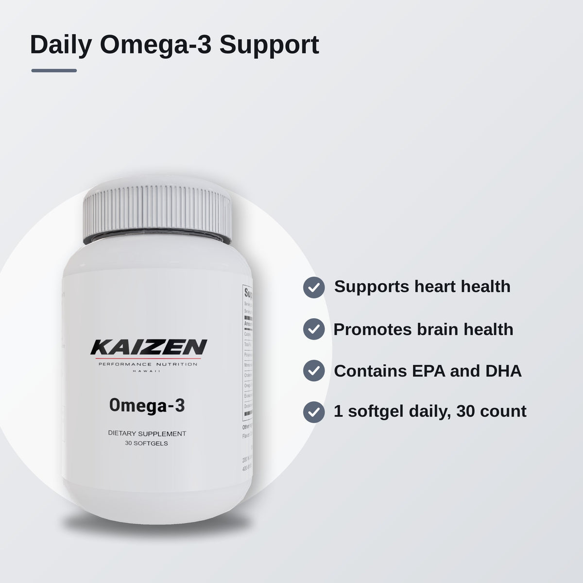Kaizen Performance Nutrition Omega-3 – Daily Heart & Brain Support, 30 Softgels