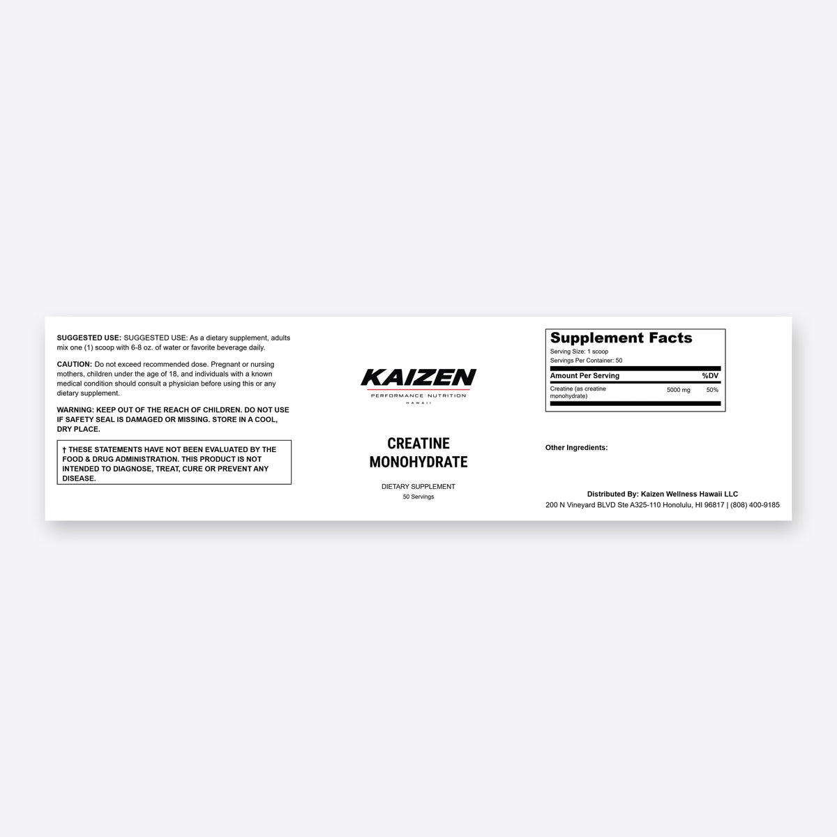 Kaizen Performance Nutrition Creatine – Supports Workout Performance, 281g Powder, 50 Servings