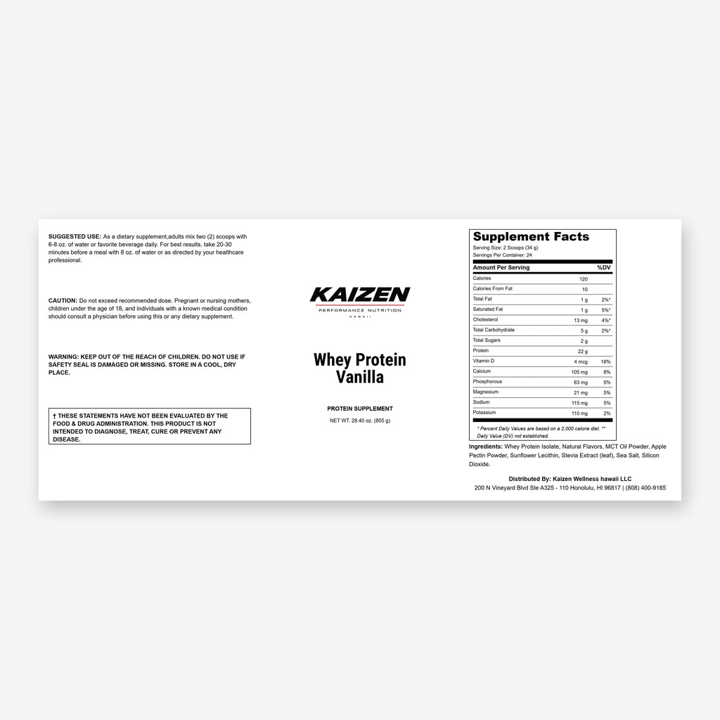 Kaizen Performance Nutrition ADVANCED WHEY PROTEIN VANILLA – Muscle Recovery Support, Pouch