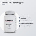 Kaizen Performance Nutrition Vitamin D3 & K2 – Bone and Calcium Support, 30 Capsules
