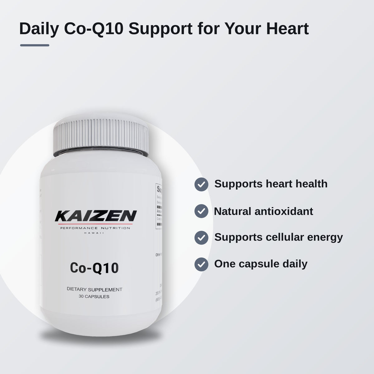Kaizen Performance Nutrition Co-Q10 – Antioxidant Support for Heart Health & Energy, 30 Capsules