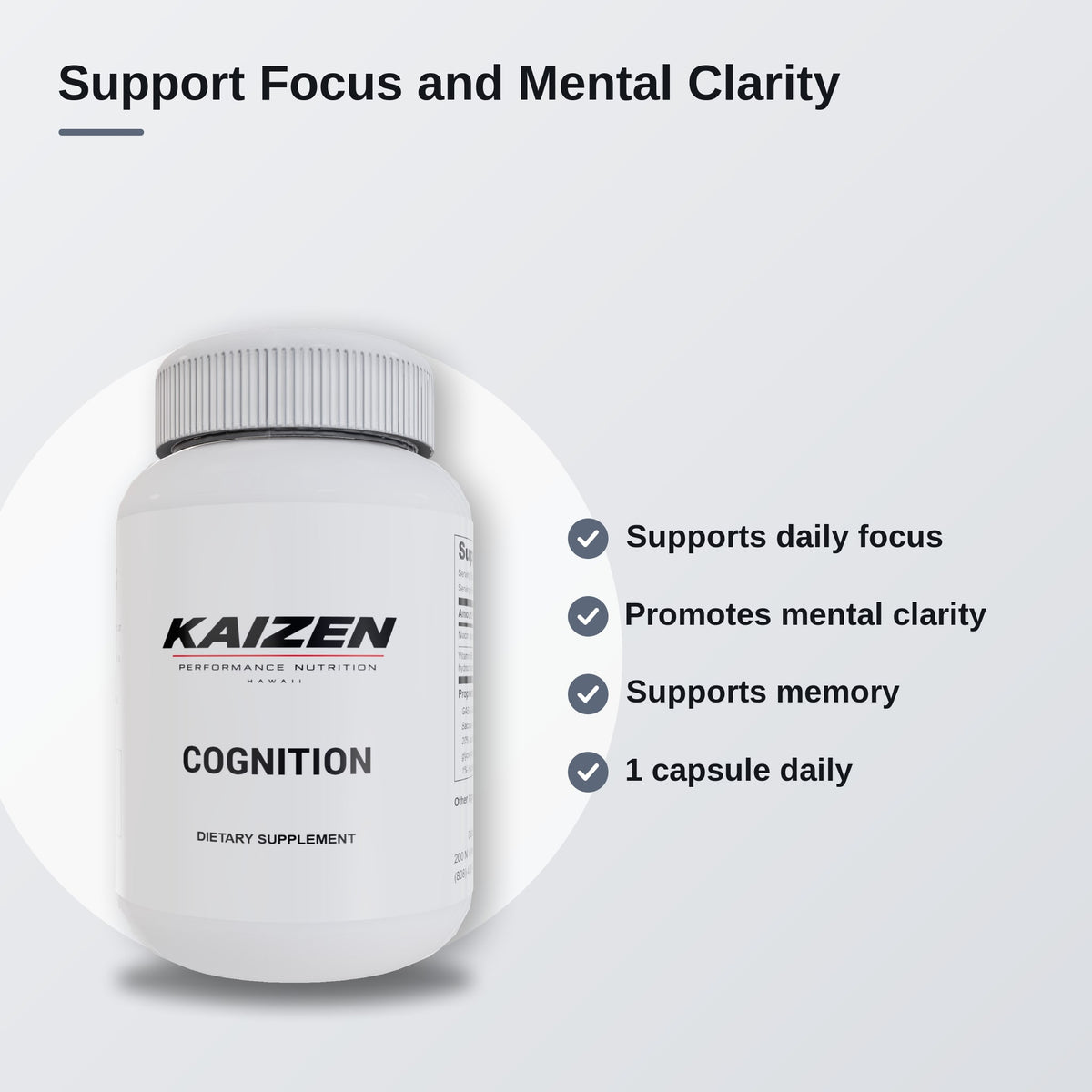 Kaizen Performance Nutrition COGNITIVE ENHANCEMENT – Focus & Clarity Support, 30 Capsules